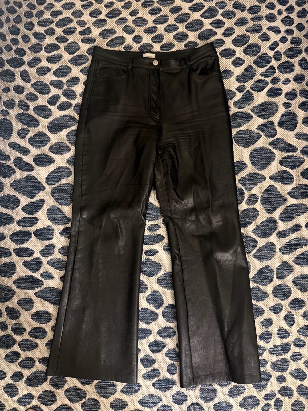 Aritzia Black Faux Leather Cropped Wide-Leg Pants